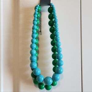 Vintage Chunky Choker Necklace Bundle in Kelly Green and Cornflower Blue